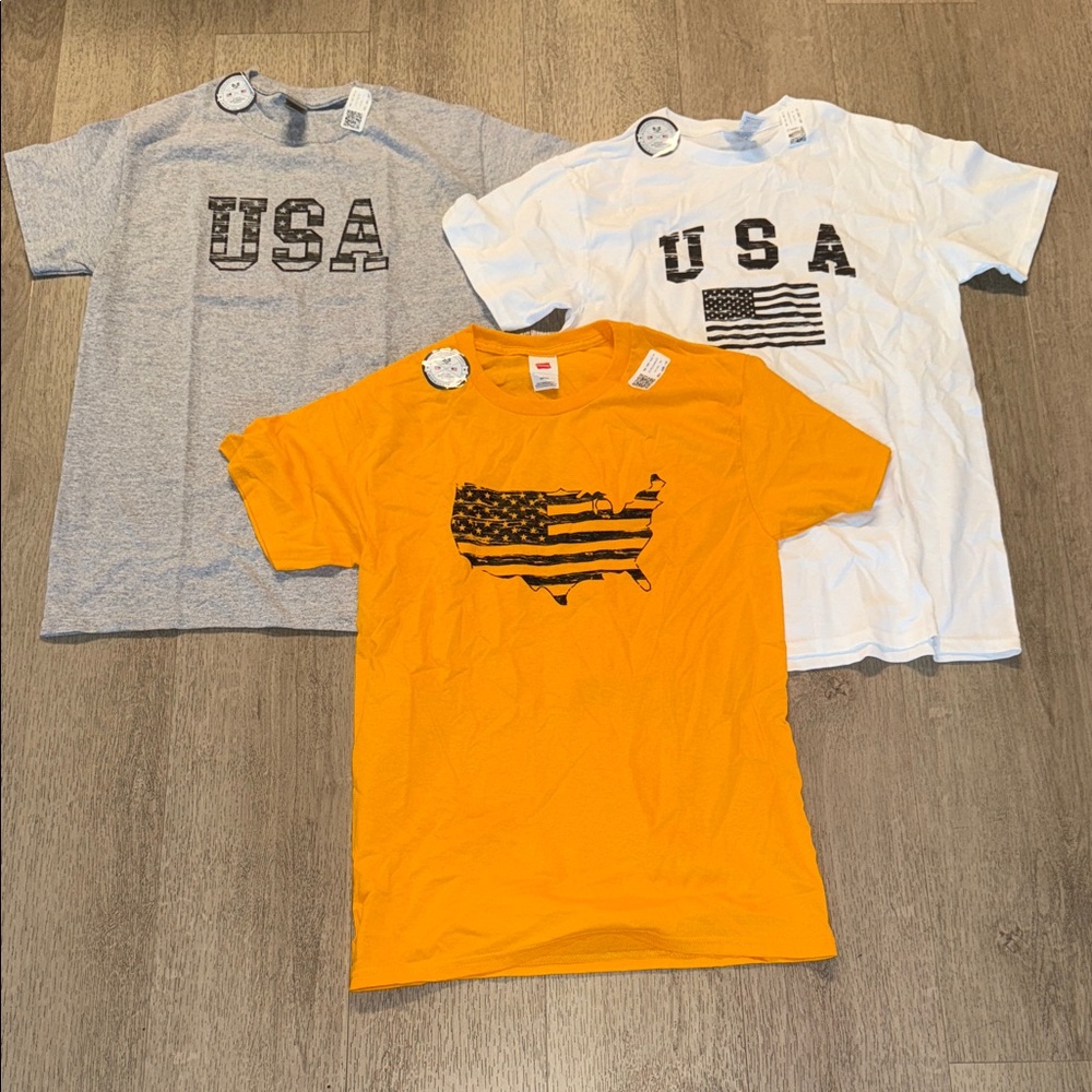 Hanes and delta USA Graphic Tees - Gray, White, Orange